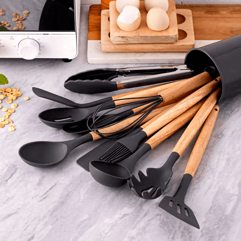 Utensílios de Cozinha Kit com 12 Peças de Silicone