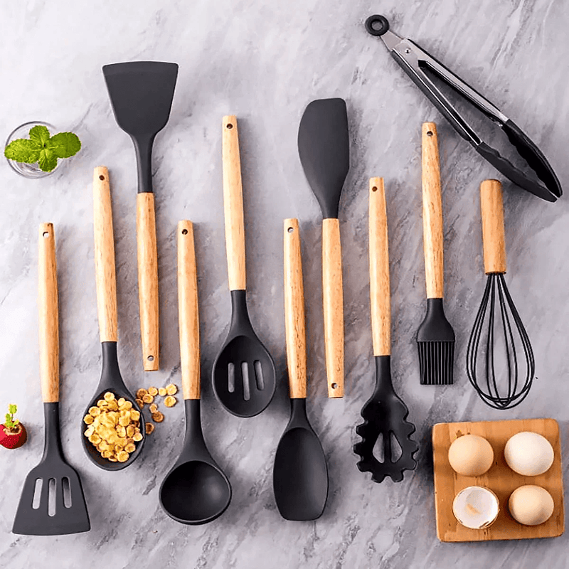 Utensílios de Cozinha Kit com 12 Peças de Silicone