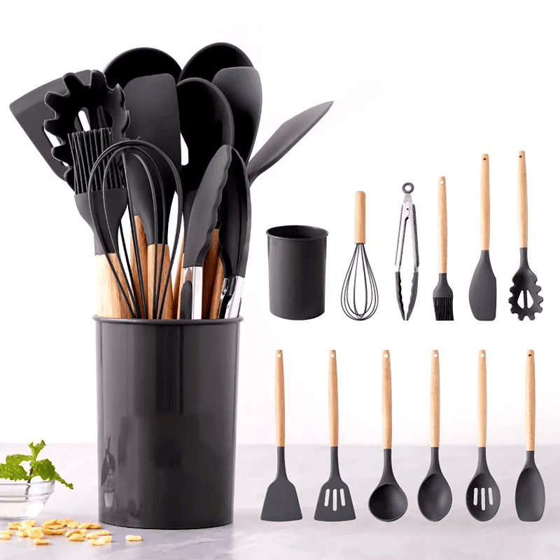 Utensílios de Cozinha Kit com 12 Peças de Silicone