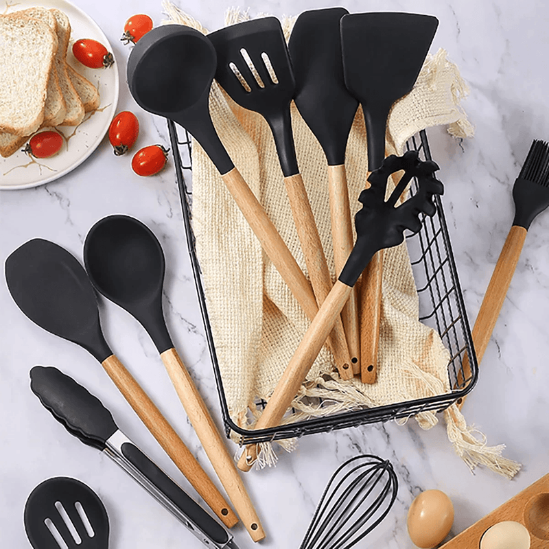 Utensílios de Cozinha Kit com 12 Peças de Silicone