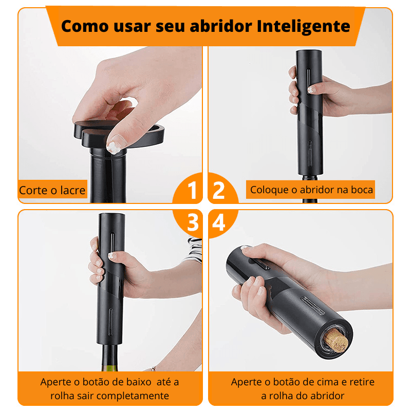 Abridor de Vinho Inteligente Elétrico Premium