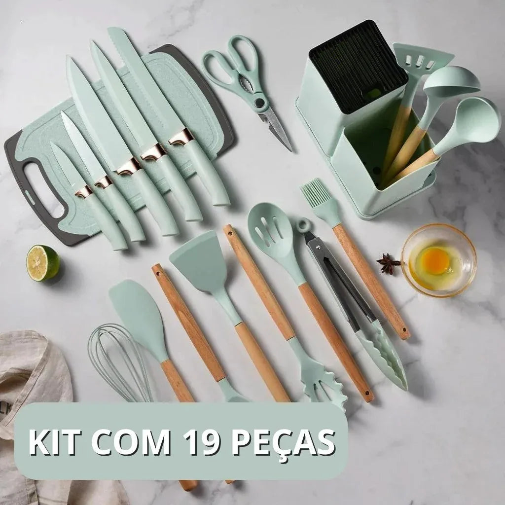 Kit Utensílios de Cozinha Luxo - 19 peças