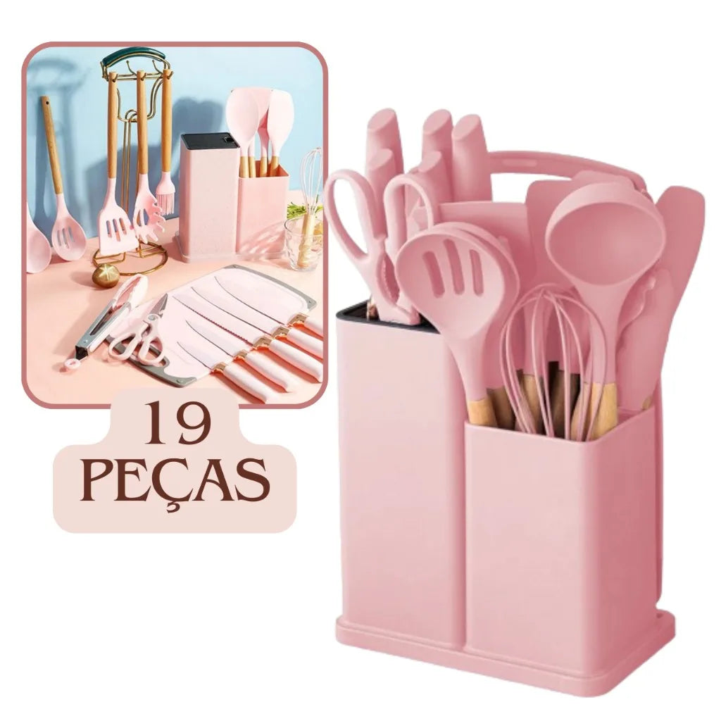 Kit Utensílios de Cozinha Luxo - 19 peças