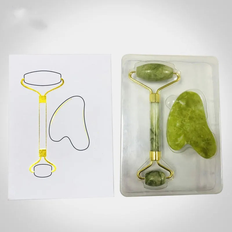 Kit de Massageador Facial Jade Roller Premium