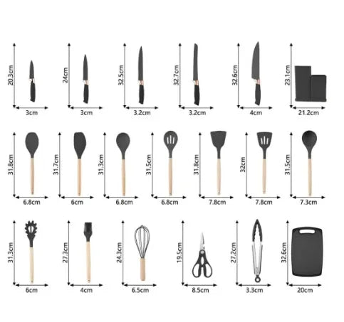 Kit Utensílios de Cozinha Luxo - 19 peças
