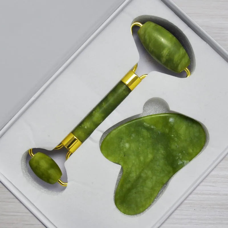 Kit de Massageador Facial Jade Roller Premium
