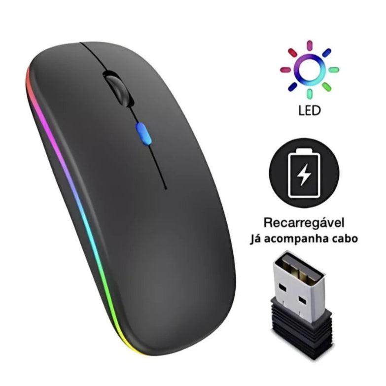 Mouses Wireless Recarregável Led Rgb 2.4 Ghz