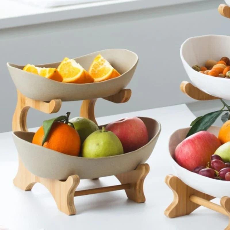 Fruteira de Mesa Cesta de Fruta em Bambu