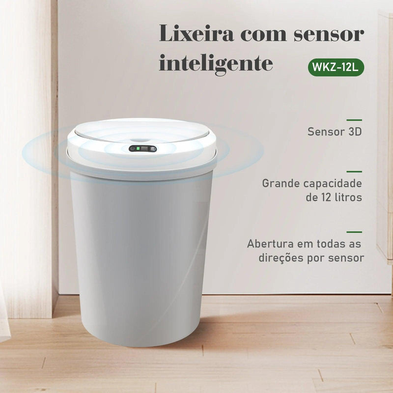 Lixeira Inteligente Touchless com Sensor Infravermelho - 12 Litros