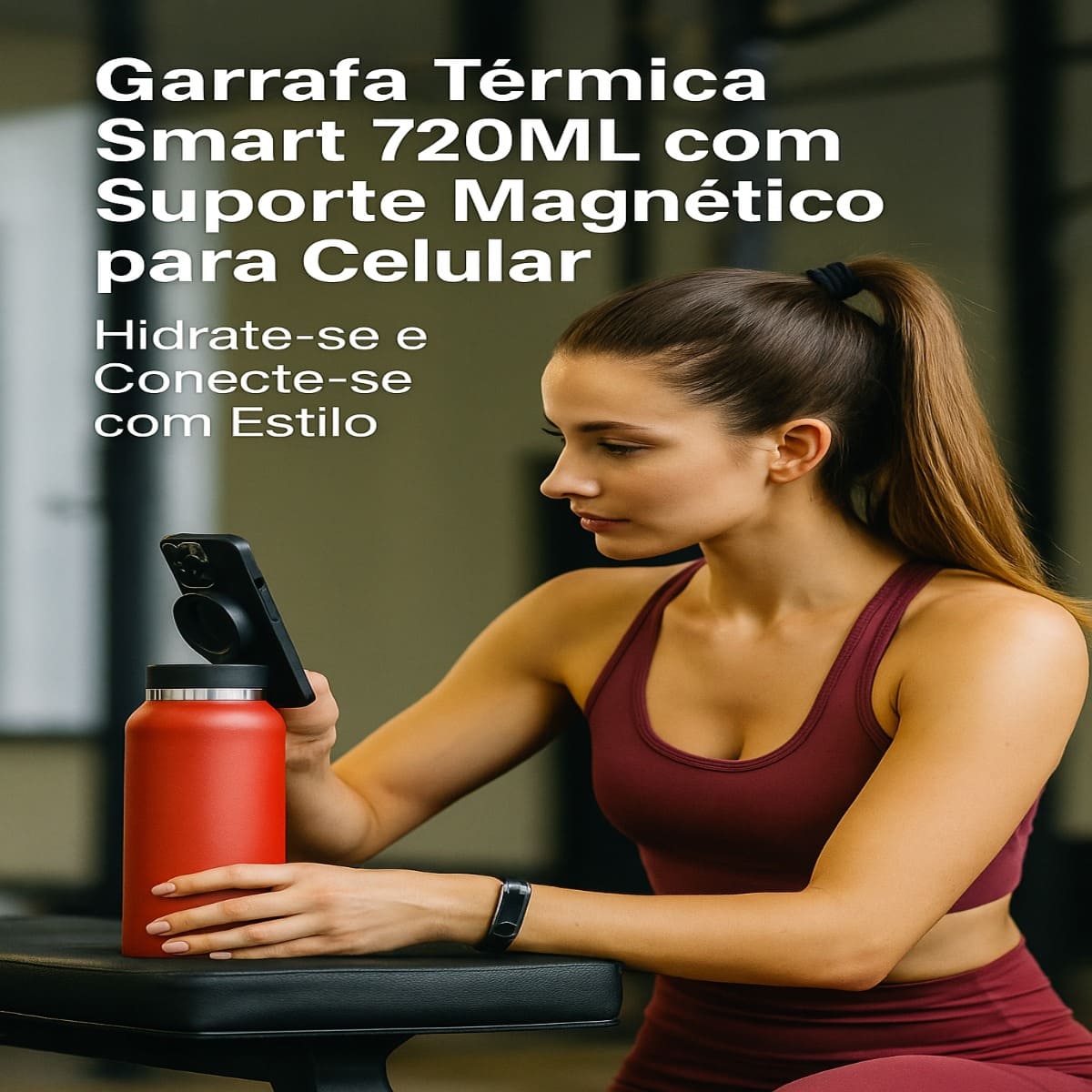 Garrafa Térmica Smart 720ML com Suporte Magnético para Celular | Alta Performance & Multifunção